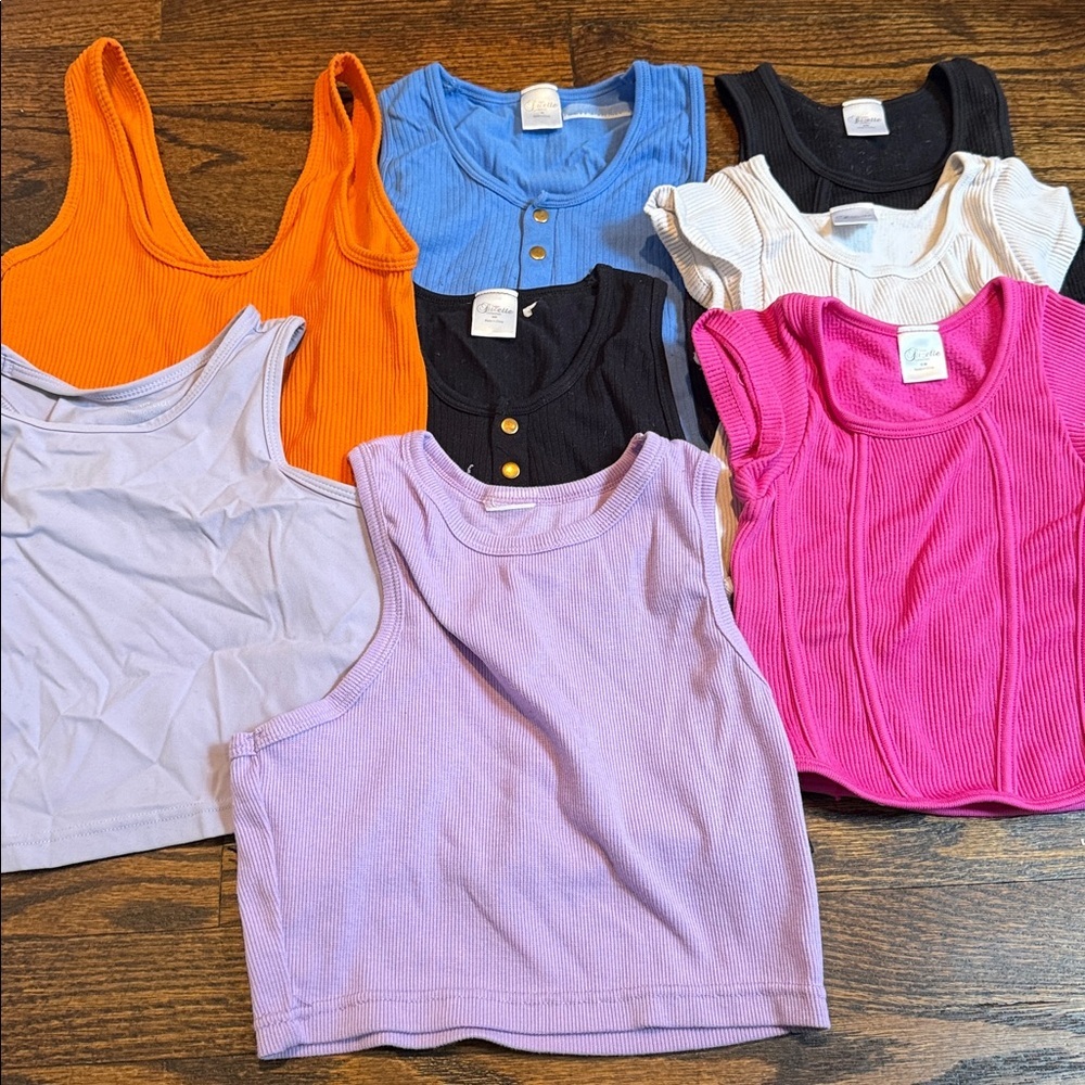 Colorful Ribbed Tank Tops in size small and medium for girls